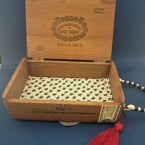 Wooden Excalibur Cigar Box with Red Tassel